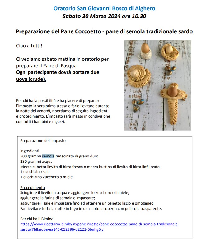 Preparazione del Pane Coccoetto
